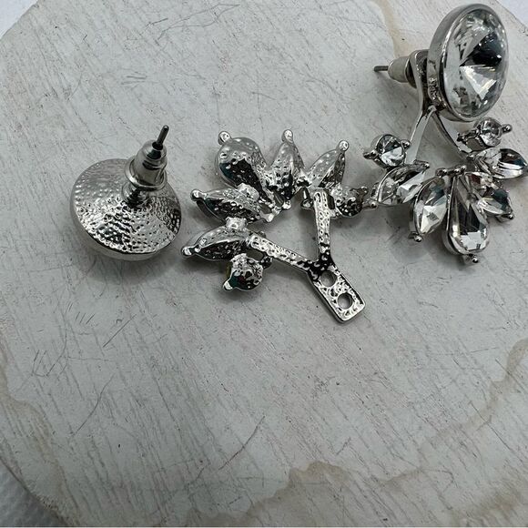 Two-way rhinestone studded sparkle fancy elegant post earrings - Picture 10 of 10